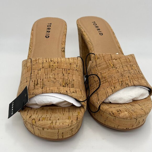 New Torrid Tan Platform Cork Heels - Size 8W - Picture 3 of 7